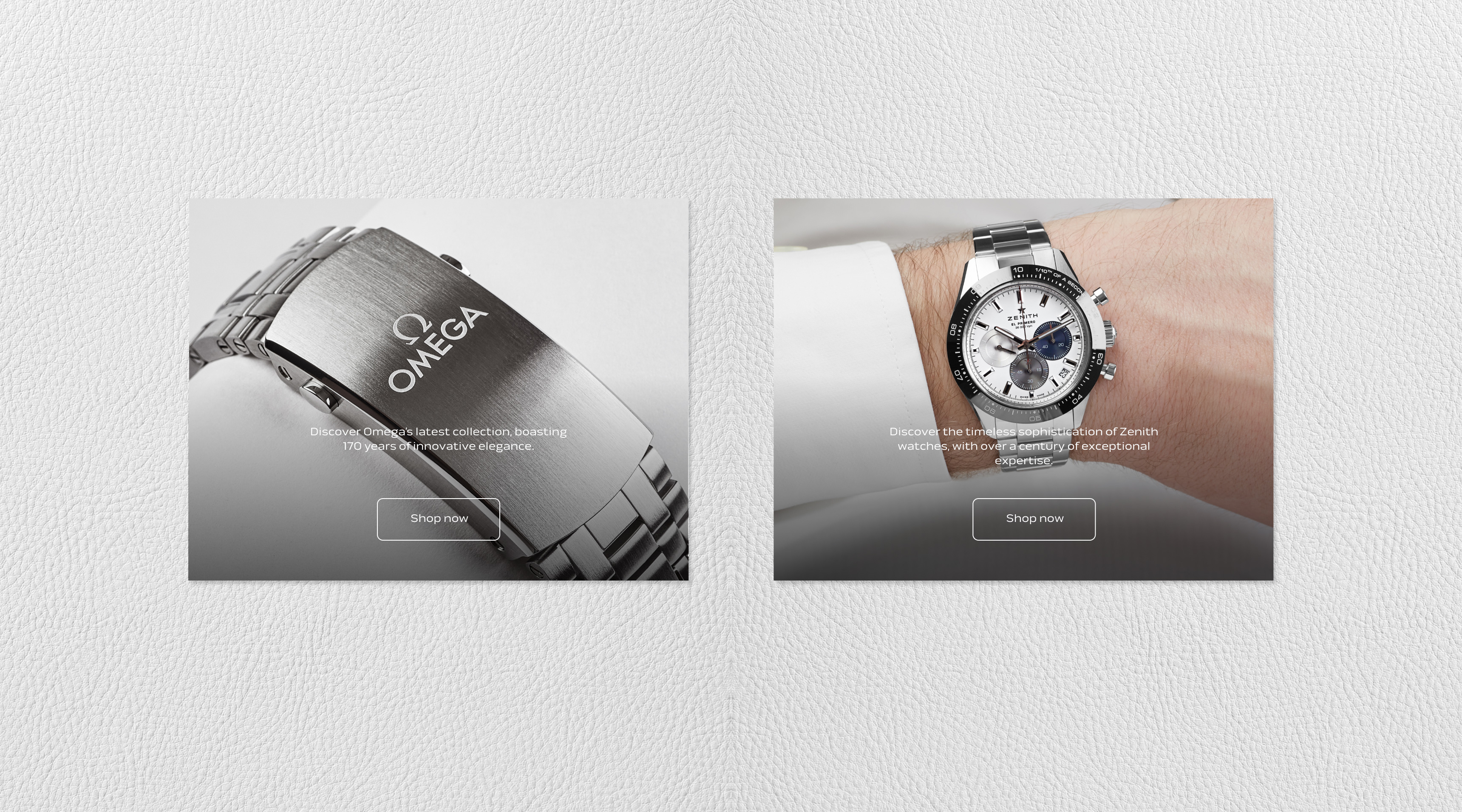 Два изображения дизайна рекламных баннера по продаже часов.